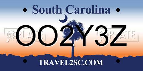 OO2Y3Z South Carolina License Plate