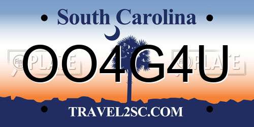 OO4G4U South Carolina License Plate