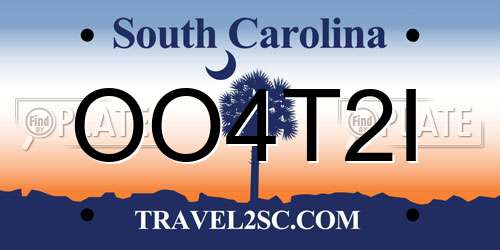 OO4T2I South Carolina License Plate