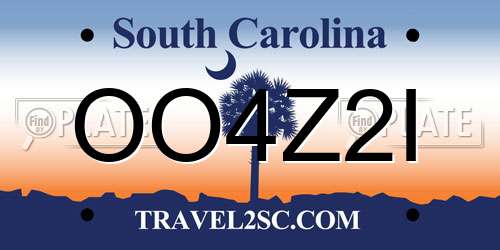OO4Z2I South Carolina License Plate