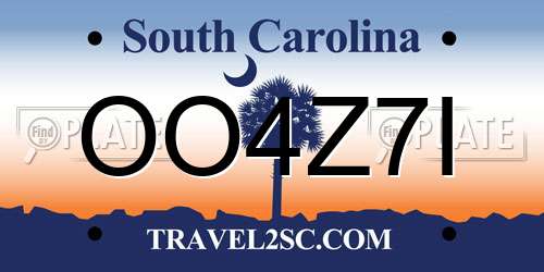 OO4Z7I South Carolina License Plate