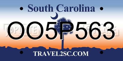 OO5P563 South Carolina License Plate