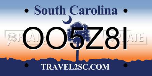 OO5Z8I South Carolina License Plate