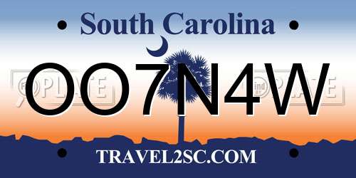 OO7N4W South Carolina License Plate