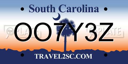 OO7Y3Z South Carolina License Plate