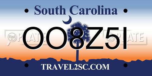 OO8Z5I South Carolina License Plate