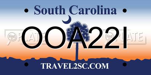 OOA22I South Carolina License Plate