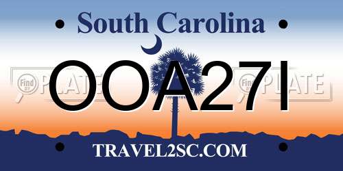 OOA27I South Carolina License Plate