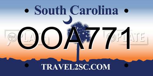 OOA771 South Carolina License Plate