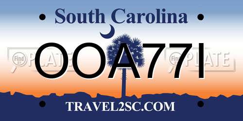 OOA77I South Carolina License Plate