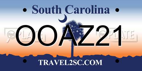OOAZ21 South Carolina License Plate