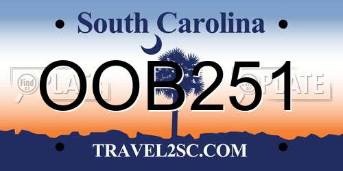 OOB251 South Carolina License Plate