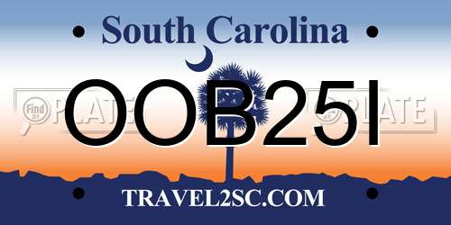OOB25I South Carolina License Plate