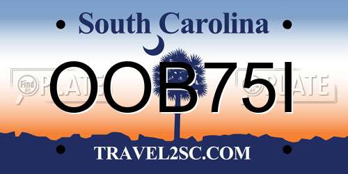 OOB75I South Carolina License Plate