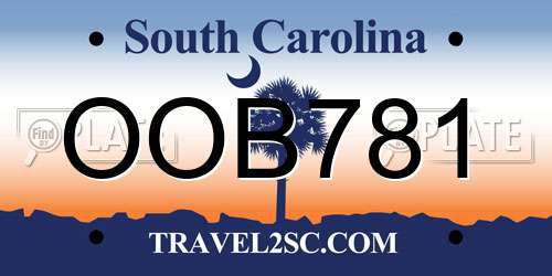 OOB781 South Carolina License Plate