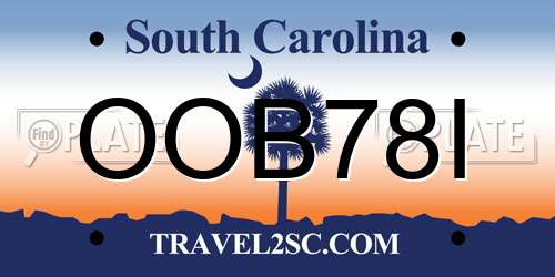 OOB78I South Carolina License Plate