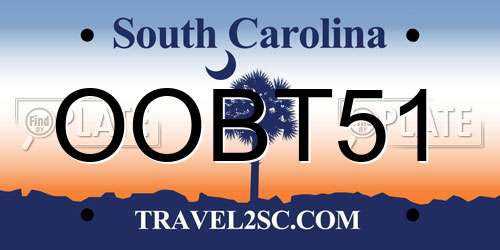 OOBT51 South Carolina License Plate