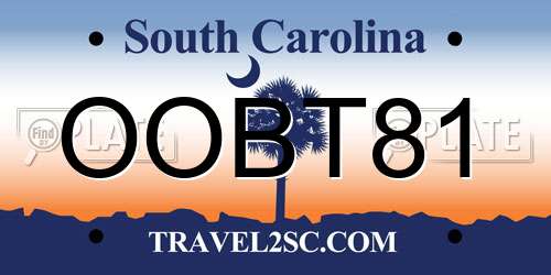OOBT81 South Carolina License Plate