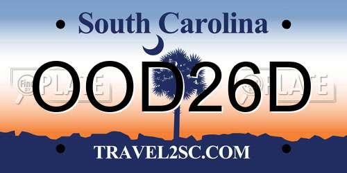 OOD26D South Carolina License Plate