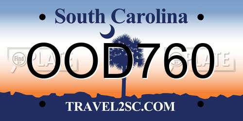 OOD760 South Carolina License Plate