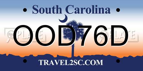 OOD76D South Carolina License Plate
