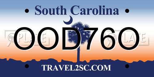 OOD76O South Carolina License Plate