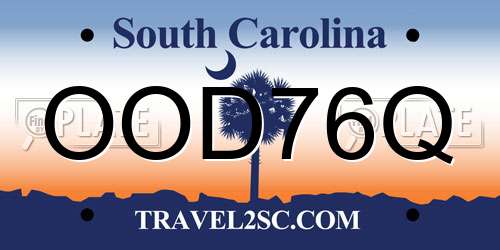 OOD76Q South Carolina License Plate