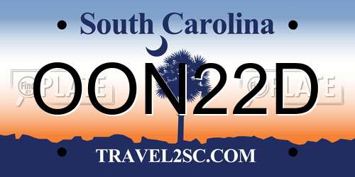 OON22D South Carolina License Plate