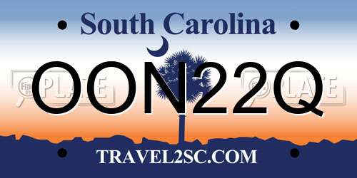 OON22Q South Carolina License Plate