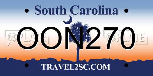 OON270 South Carolina License Plate