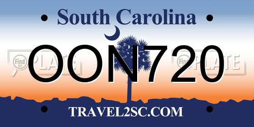 OON720 South Carolina License Plate