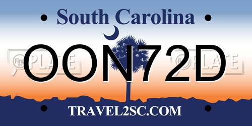 OON72D South Carolina License Plate