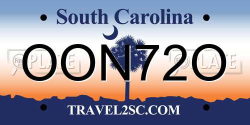 OON72O South Carolina License Plate