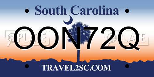 OON72Q South Carolina License Plate
