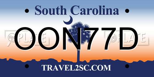 OON77D South Carolina License Plate