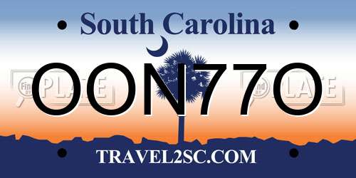 OON77O South Carolina License Plate
