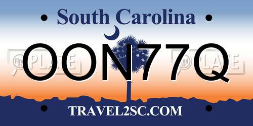 OON77Q South Carolina License Plate