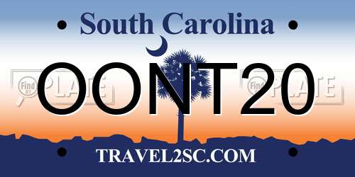 OONT20 South Carolina License Plate