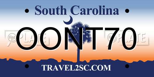 OONT70 South Carolina License Plate