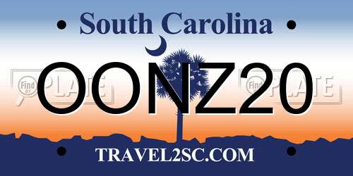 OONZ20 South Carolina License Plate