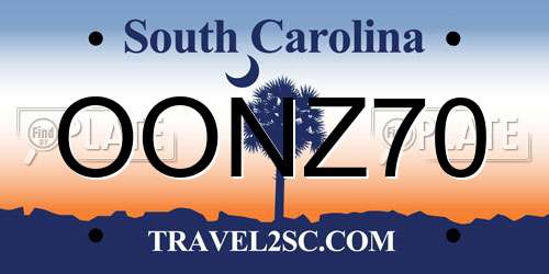 OONZ70 South Carolina License Plate