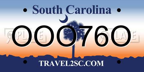 OOO76O South Carolina License Plate