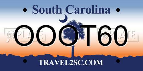 OOOT60 South Carolina License Plate