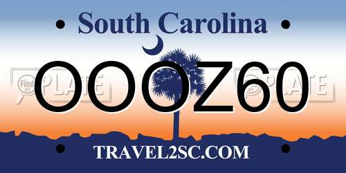 OOOZ60 South Carolina License Plate