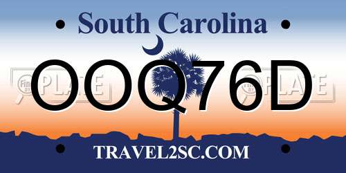 OOQ76D South Carolina License Plate