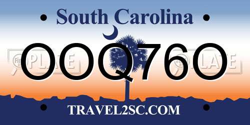 OOQ76O South Carolina License Plate