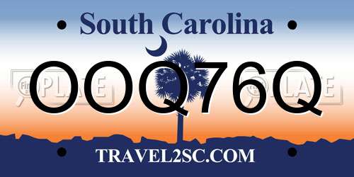 OOQ76Q South Carolina License Plate