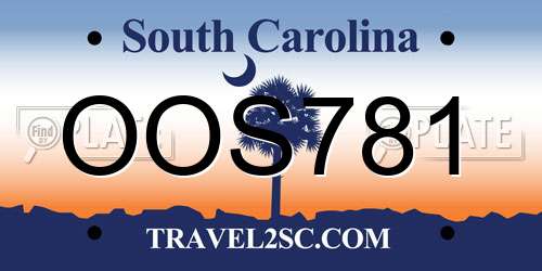 OOS781 South Carolina License Plate