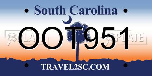 OOT951 South Carolina License Plate