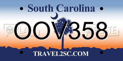 OOV358 South Carolina License Plate